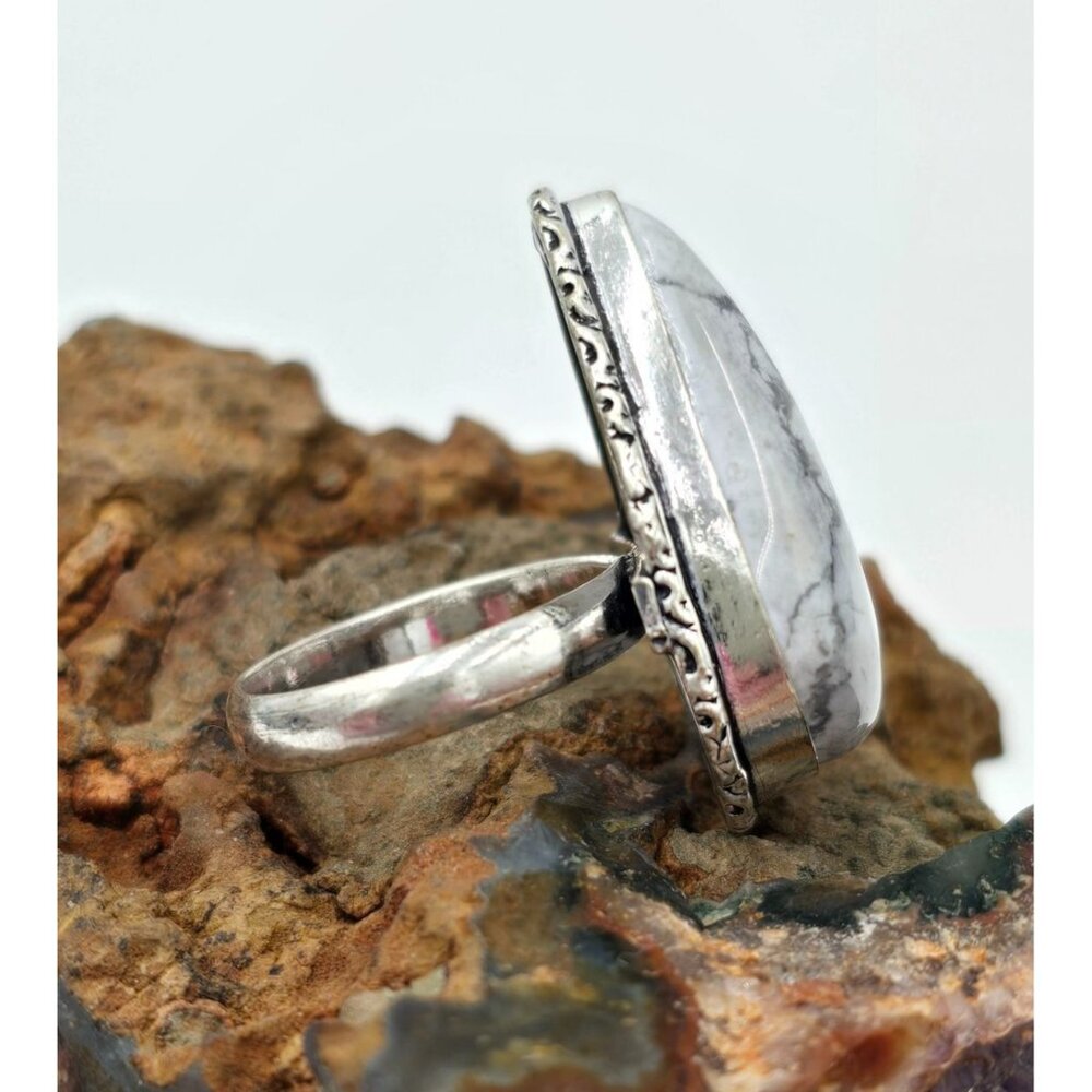 925 Sterling Silver Plt Dendritic Agate Ring Size 6 Bezel Setting Fine J… - Picture 3 of 6